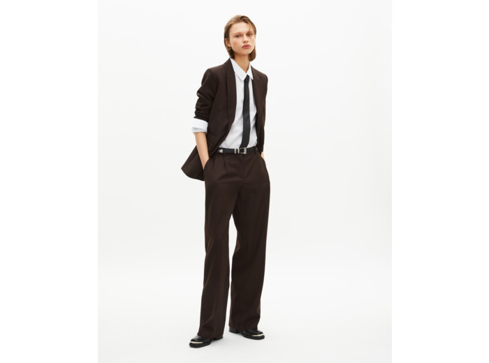 Veste tailleur en laine mélangée marron brown