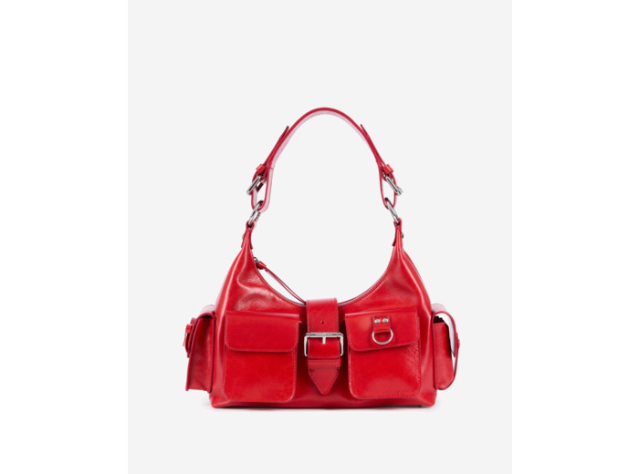 Sac amelia en cuir craquelé rouge rouge
