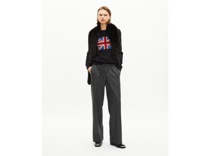 Pantalon large en flanelle gris foncé grey