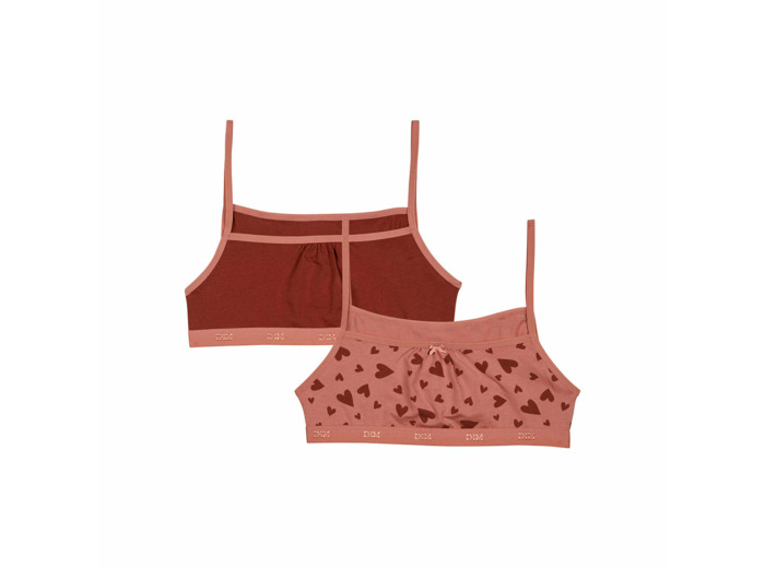 Lot de 2 brassières en coton stretch Sable à motifs coeurs Les Pockets