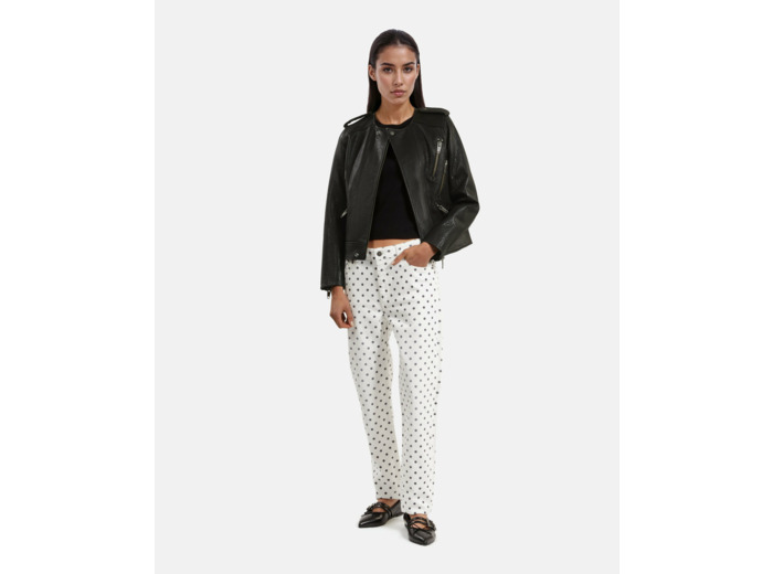 Blouson cuir a zip black