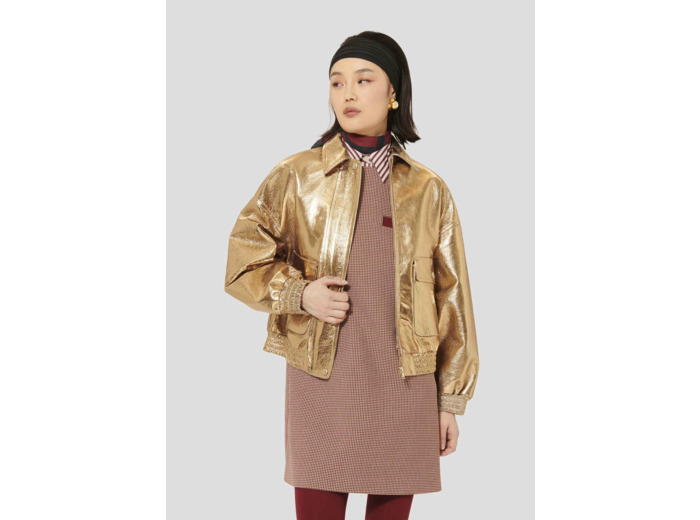 Blouson Bibba Or en Cuir D'Agneau