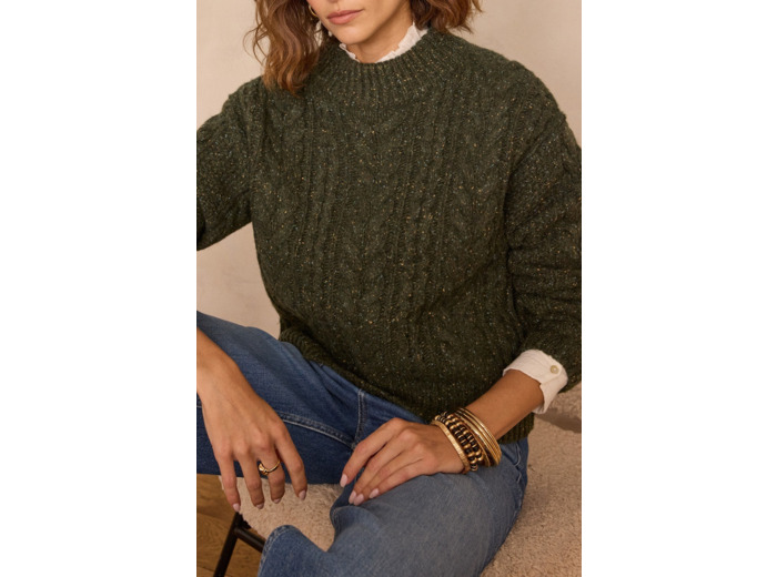 Pull BRANDON en laine à torsades