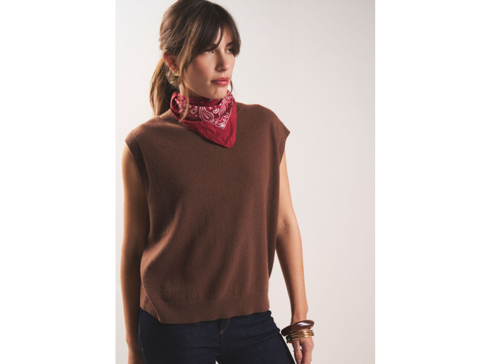 Pull sans manches en cachemire