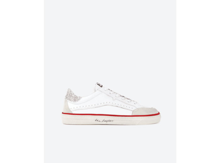 Baskets en cuir blanc avec contrefort à paillettes white