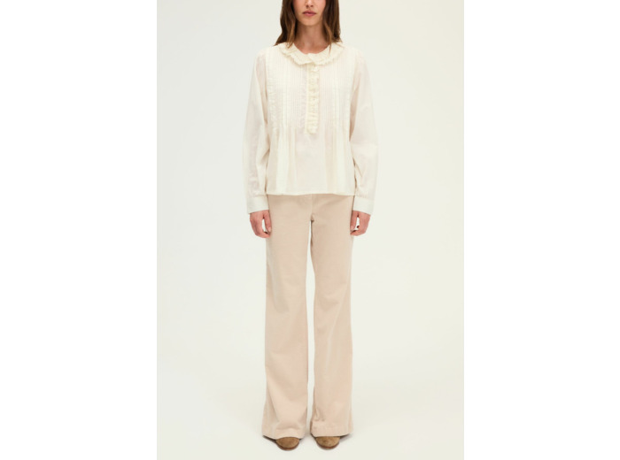 Blouse romantique à col en coton - AMINA