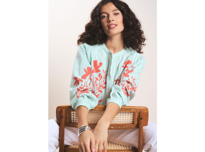 Chemisier à imprimé floral brodé en coton