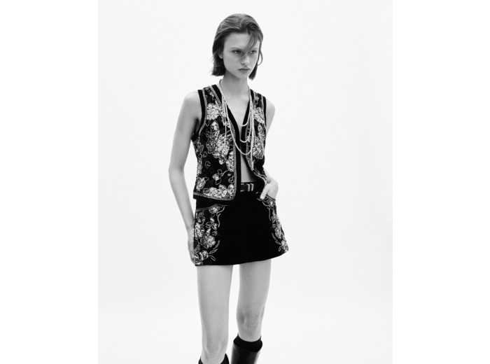 Gilet en velours brodé noir black