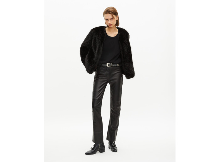 Manteau court effet fourrure noir black