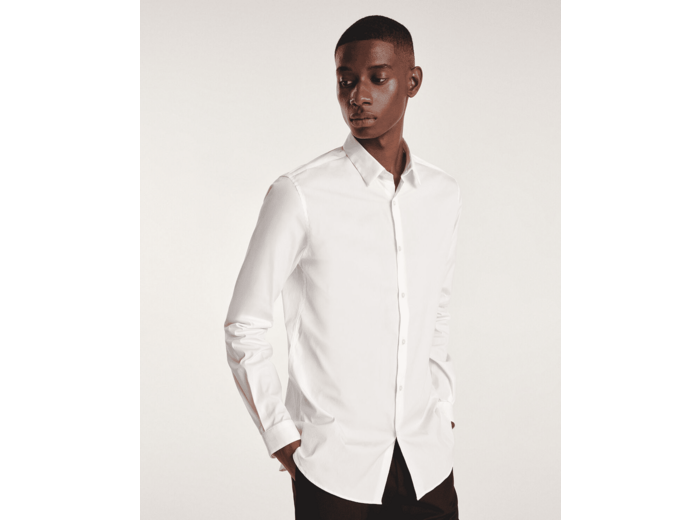 Chemise en popeline stretch white
