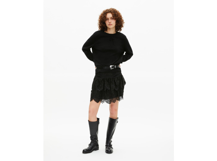 Pull col rond en cachemire noir black