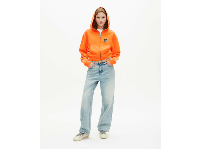 Sweat zippe avec blason orange