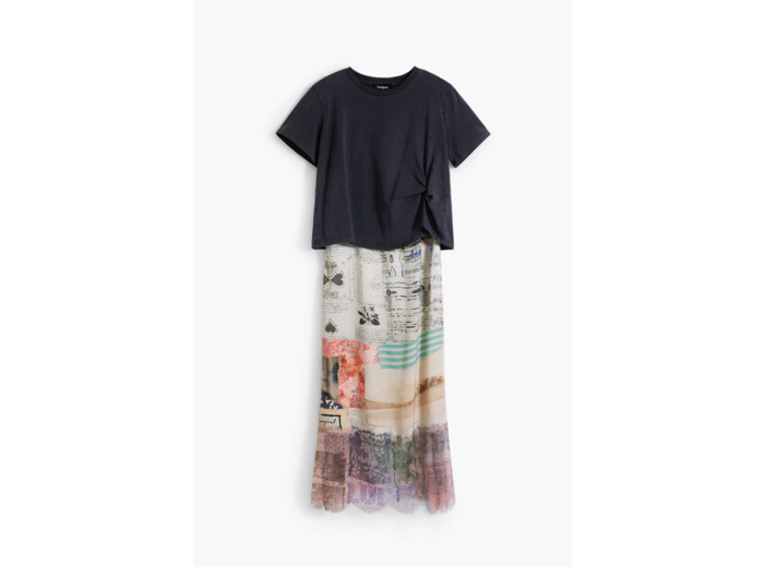 Robe À Manches Courtes En Tissu – Femme
