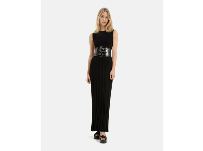 Robe longue sans manches detail dentelle dos black