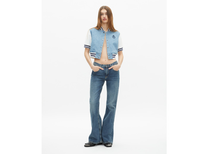 Blouson teddy manches courtes en denim