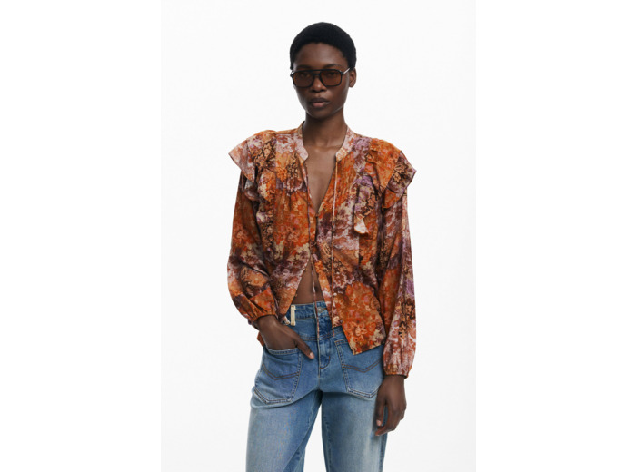 Blouse À Manches Longues En Tissu – Femme
