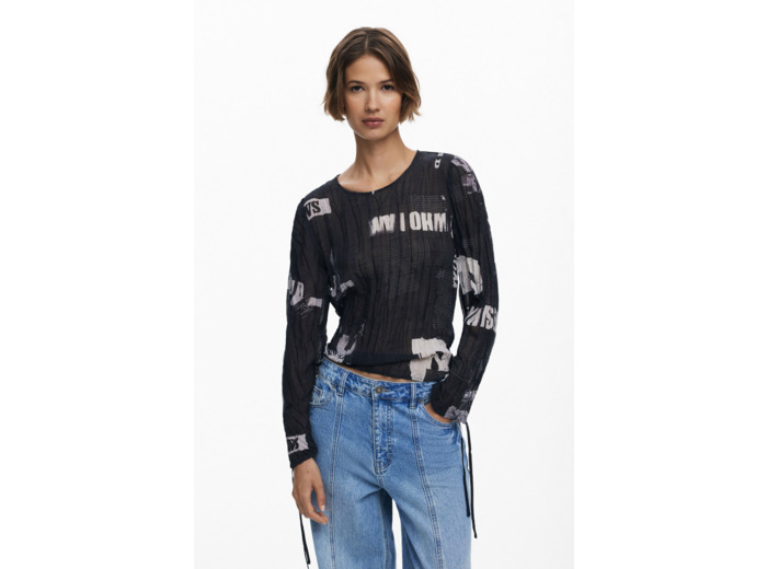 Blouse À Manches Longues En Tissu – Femme