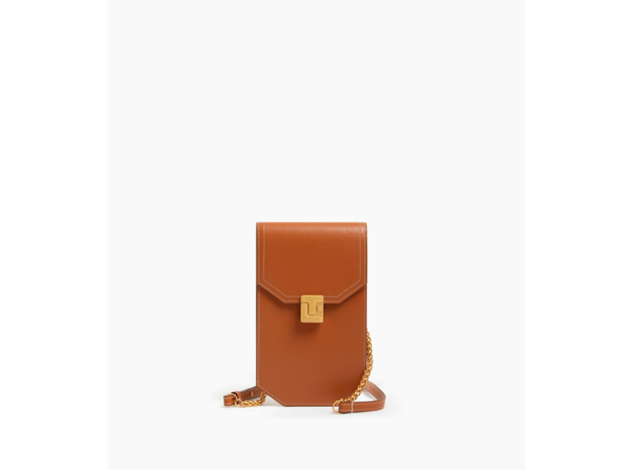 Etui téléphone à rabat Rose en cuir lisse
