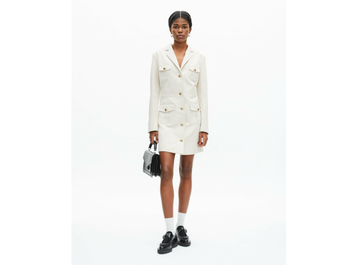 Robe style militaire avec poches plaquees beige