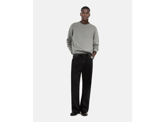 Pull col rond bi-color middle grey / anthracite