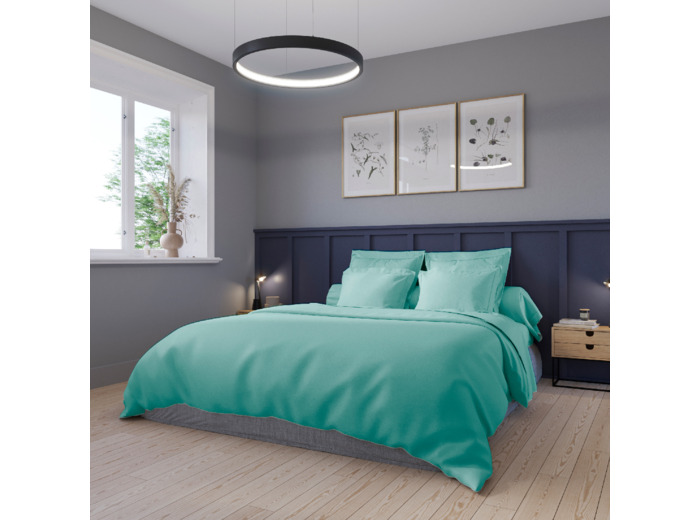 Housse de couette Harmonie Satin de coton coloris Turquoise