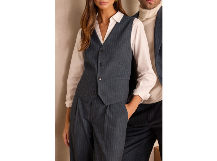 Gilet sans manches de tailleur à rayures unisexe AVENTUREUX
