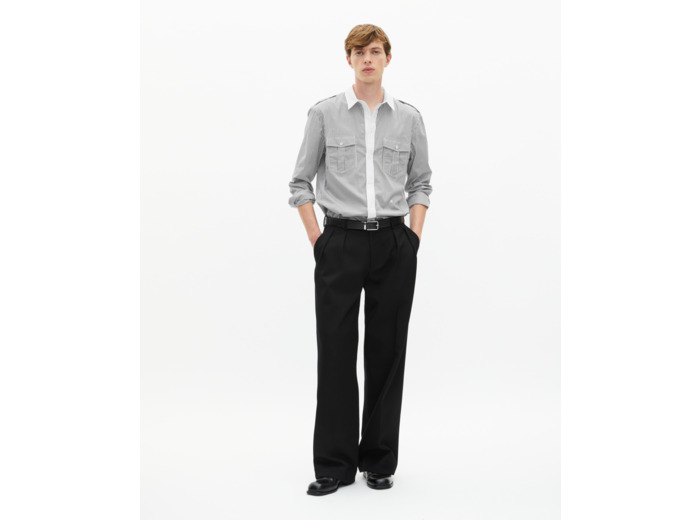 Chemise à fines rayures blanche et noire black white