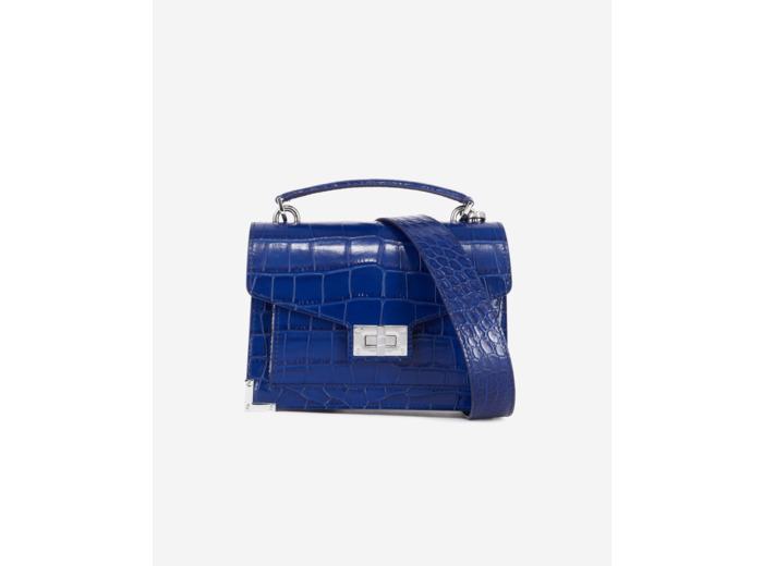 Sac emily small en cuir bleu effet crocodile dark blue - navy