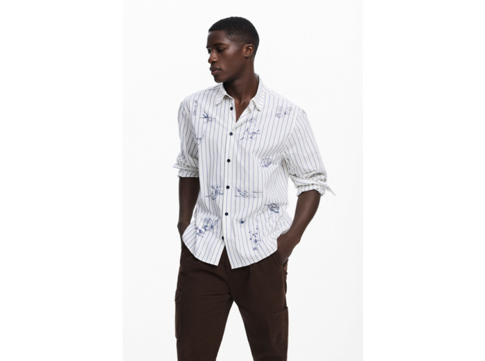 Chemise À Manches Longues En Tissu – Homme