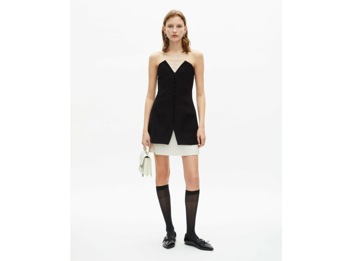 Robe courte bustier boutonnee devant black