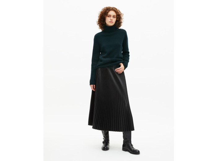 Pull col montant en laine vert foncé green