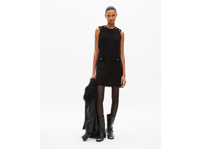 Robe courte en tweed noire black