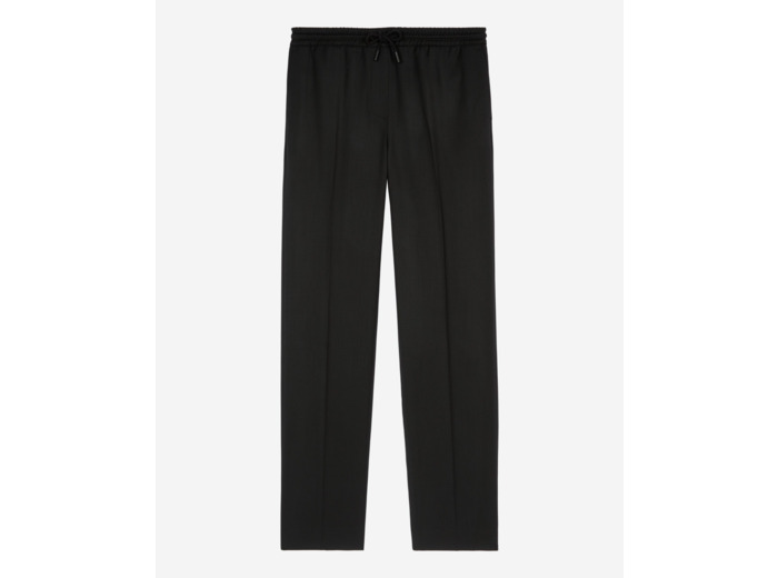 Pantalon droit en laine noir black