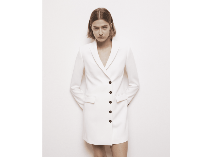 Robe tailleur manches longues ecru