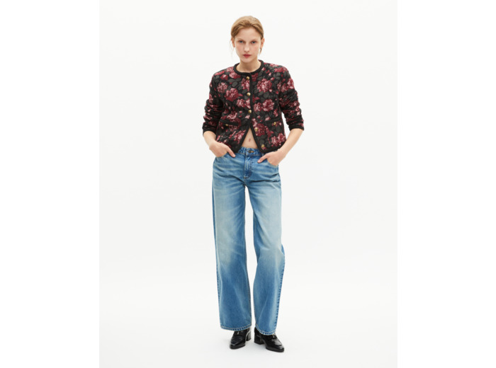 Veste en jacquard roses bordeaux black