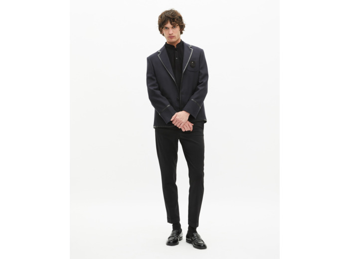 Veste en laine mélangée bleu marine bleu