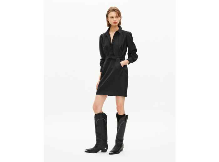 Robe courte en laine mélangée noire black