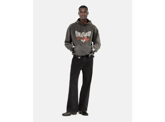 Sweat a capuche avec print devant black