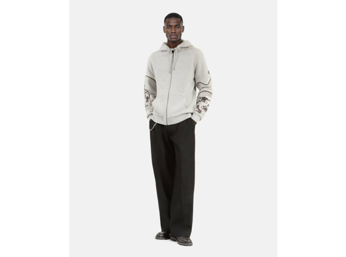 Sweat zippe broderie grey melange