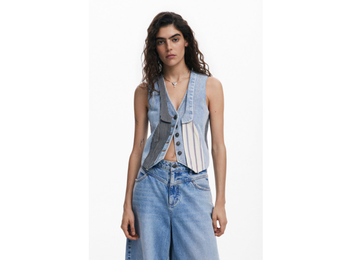 Gilet Sans Manches En Tissu – Femme