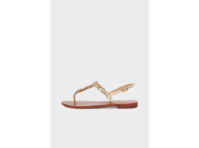 Sandales plates en cuir et strass - LOUKA