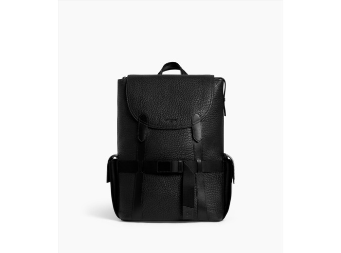 Sac à dos à rabat Noah en cuir grain buffle et cuir lisse