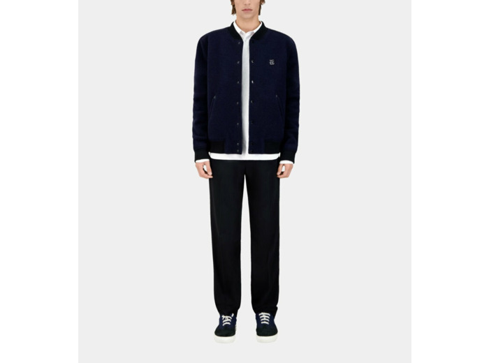 Blouson bombers en laine bouclee dark navy