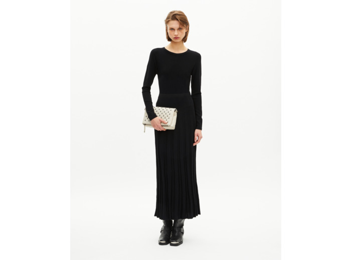 Robe longue en maille avec dentelle noire black