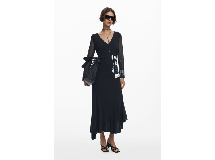 Robe À Manches Longues En Tissu – Femme