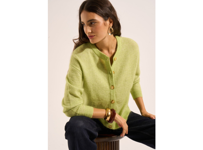 Gilet cardigan ample à col rond