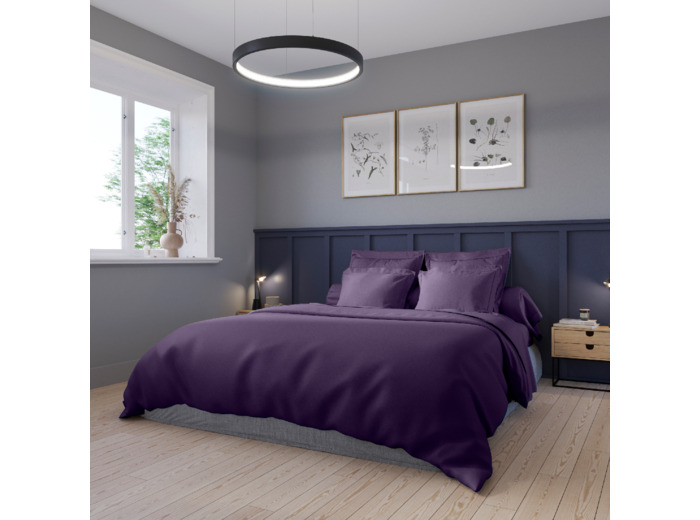 Housse de couette Harmonie Satin de coton coloris Aubergine