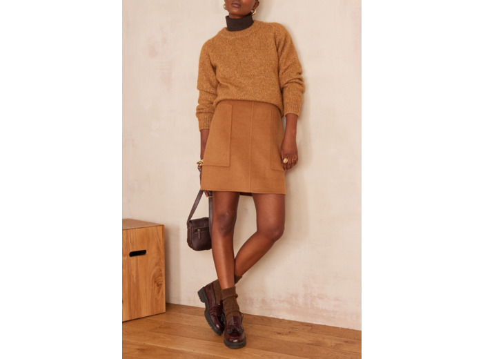 Jupe double face en laine CAMELLIA
