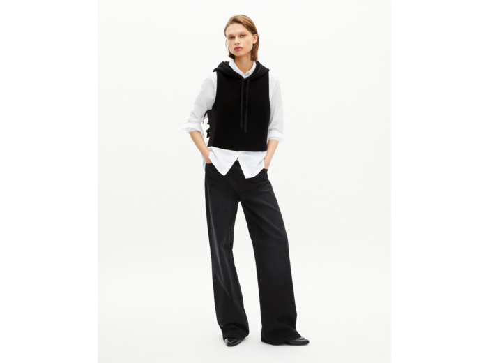Pull sans manches en laine et coton noir black