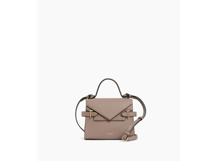 Petit sac à main double rabat Emilie en cuir grainé